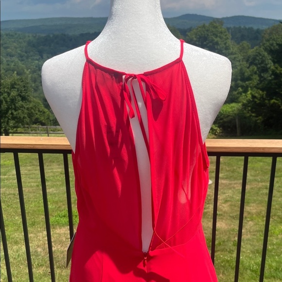 Express Red Sheer Overlay Maxi Dress Size 8 Y2K Coastal Glam Resortwear boho - Picture 3 of 11